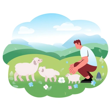 Young Moses tending to sheep in a lush field before his prophetic journey begins