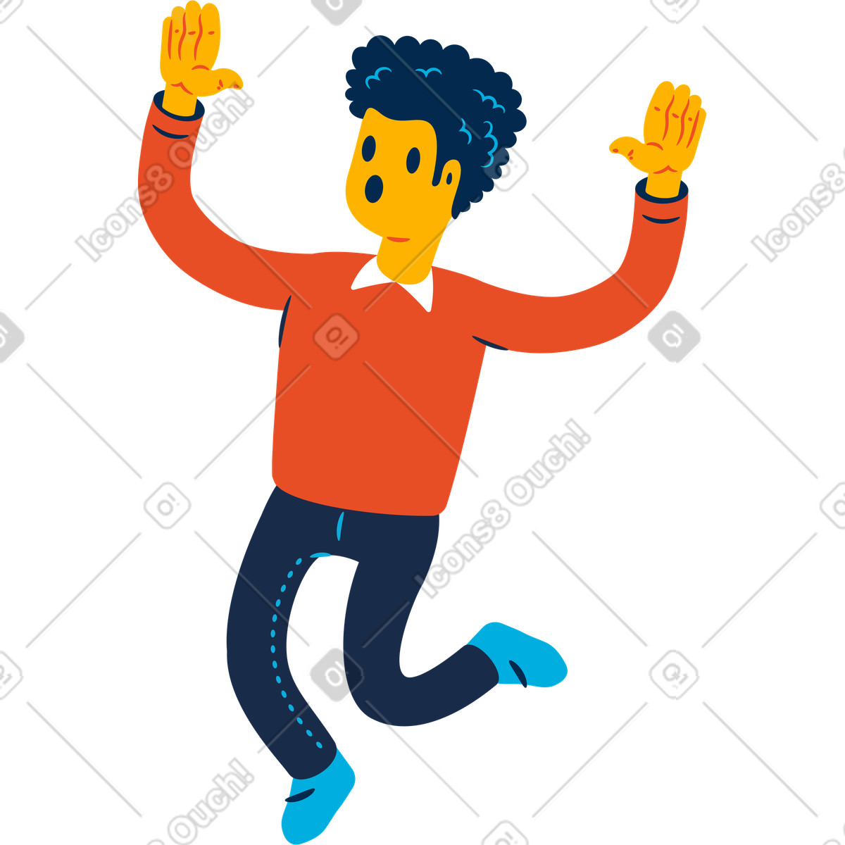 Überraschter mann-Illustration im Flame-Stil als Download in PNG, SVG