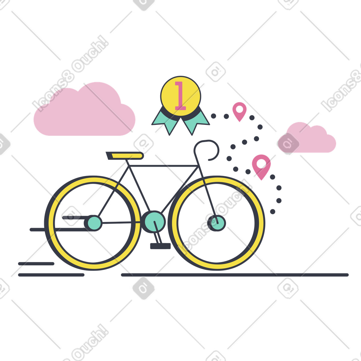 Cycling Route and Goal Achievement illustration in Abstract style download in PNG, SVG