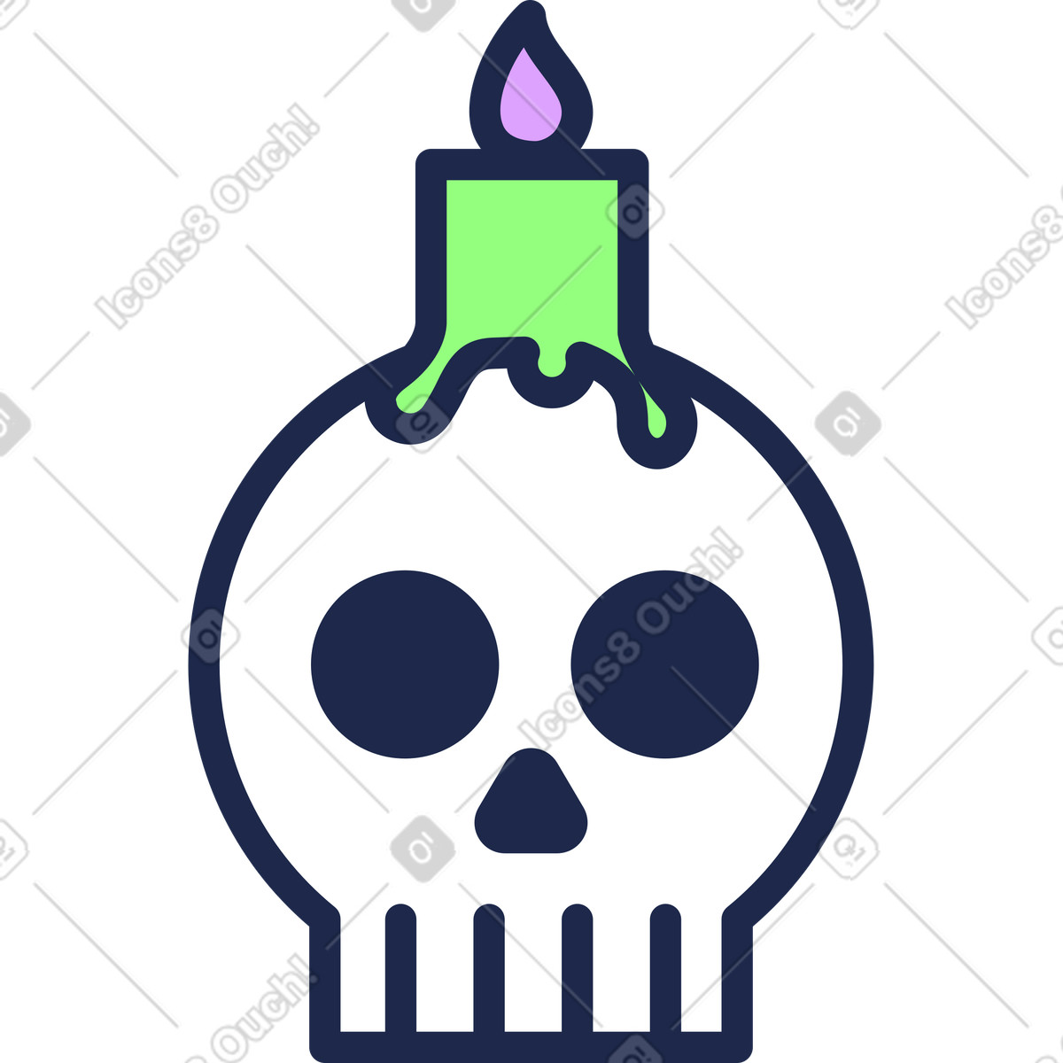 Candle on the skull illustrazione in stile Outline scarica in PNG, SVG