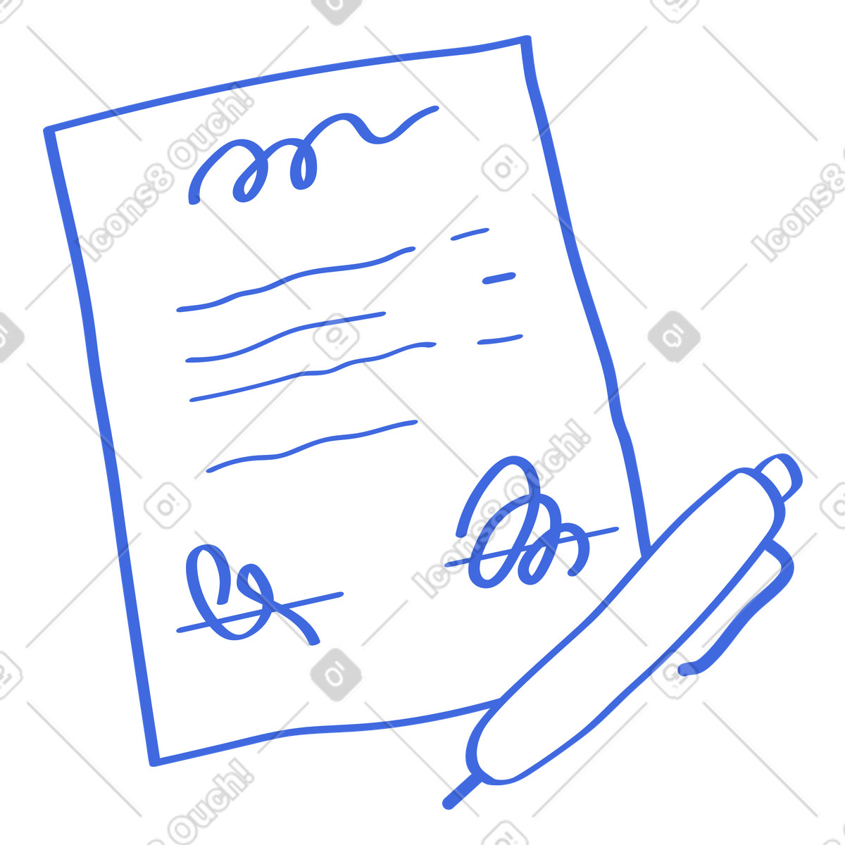 Ballpoint 스타일의 Contract document with signature lines and pen ready for signing 일러스트레이션 PNG, SVG 다운로드