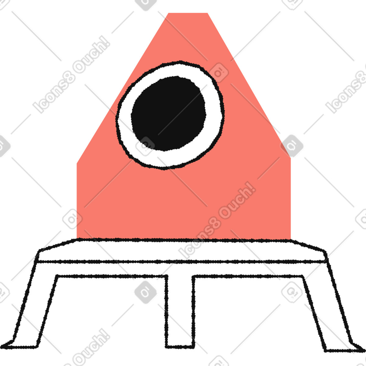 Иллюстрация Rocket lander module with circular window and three supporting legs в стиле Bold People — скачать в форматах PNG, SVG