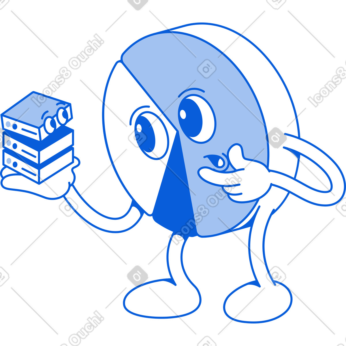 Ilustração de Gráfico pizza surpreso em no estilo Handy Line para baixar em PNG, SVG