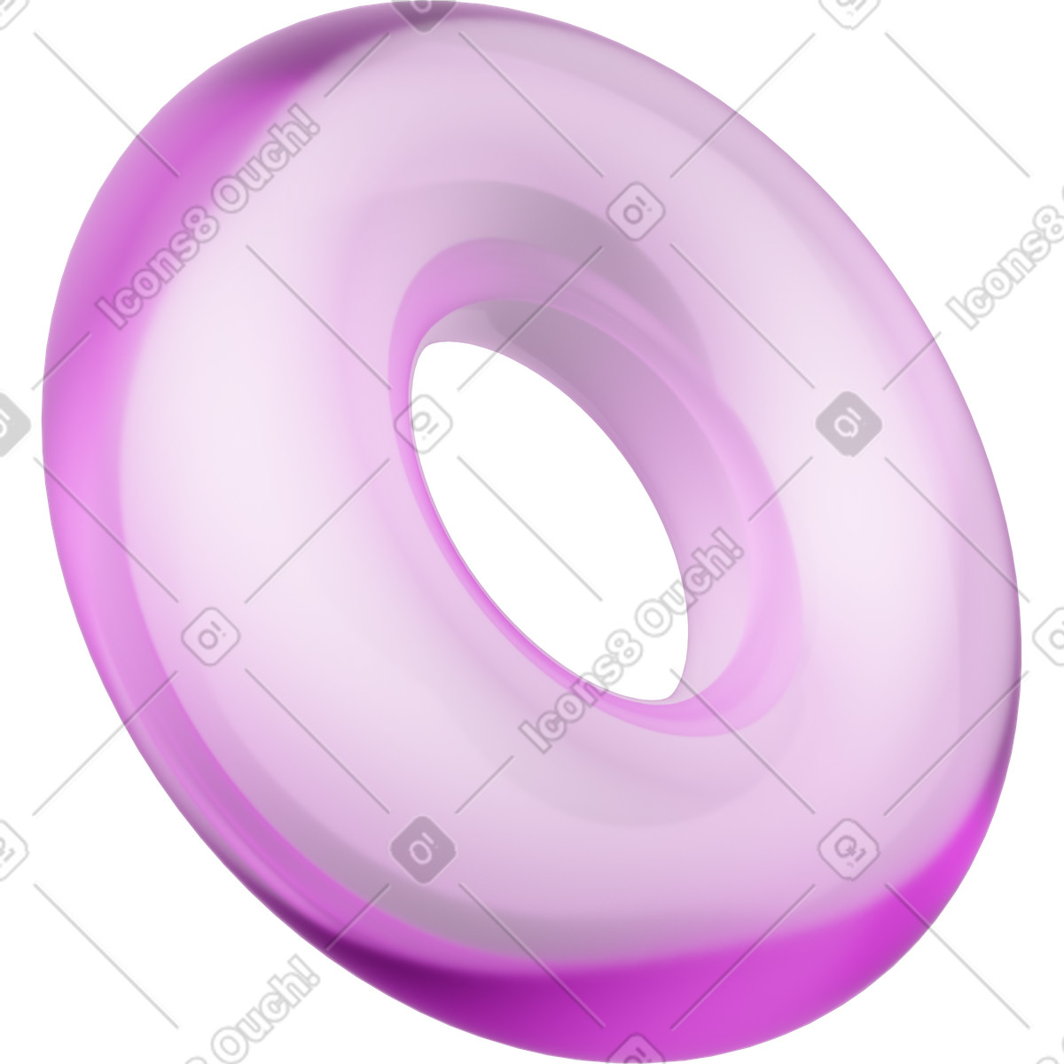 Torus ring, pink glass donut, abstract loop illustration in 3D Playful style download in PNG, SVG