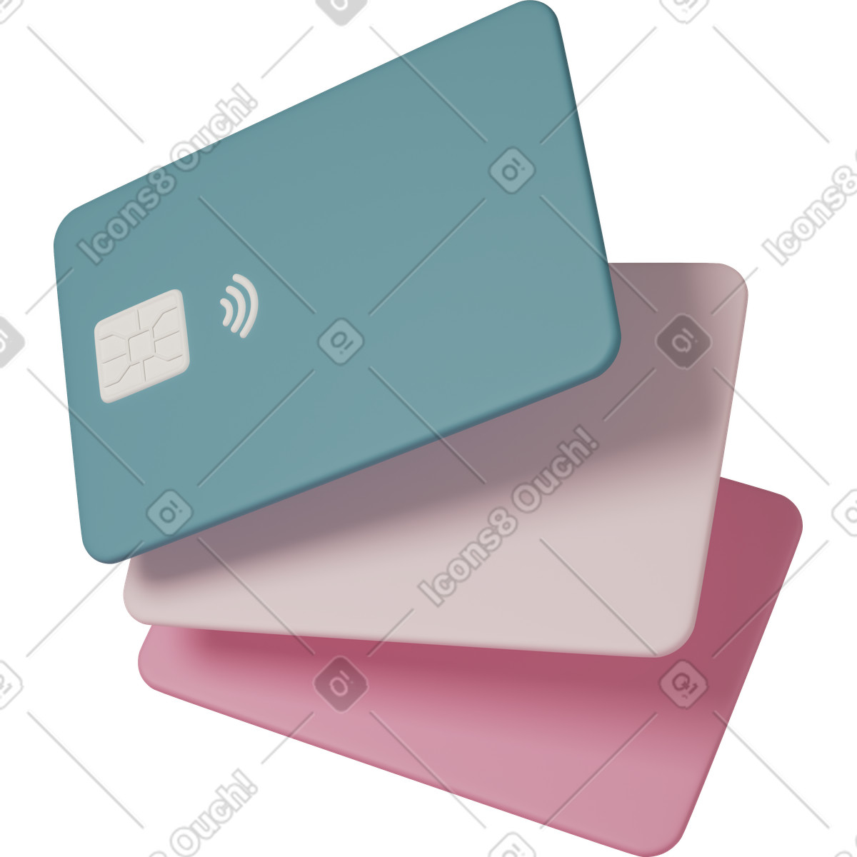 3D Casual life 스타일의 Set of credit cards 일러스트레이션 PNG, SVG 다운로드