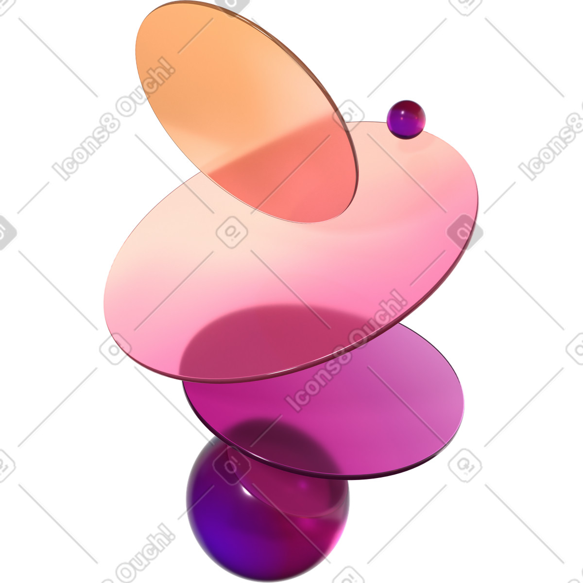 Ilustración Composición de lentes y esferas colores en estilo 3D Glassy a descargar en PNG SVG