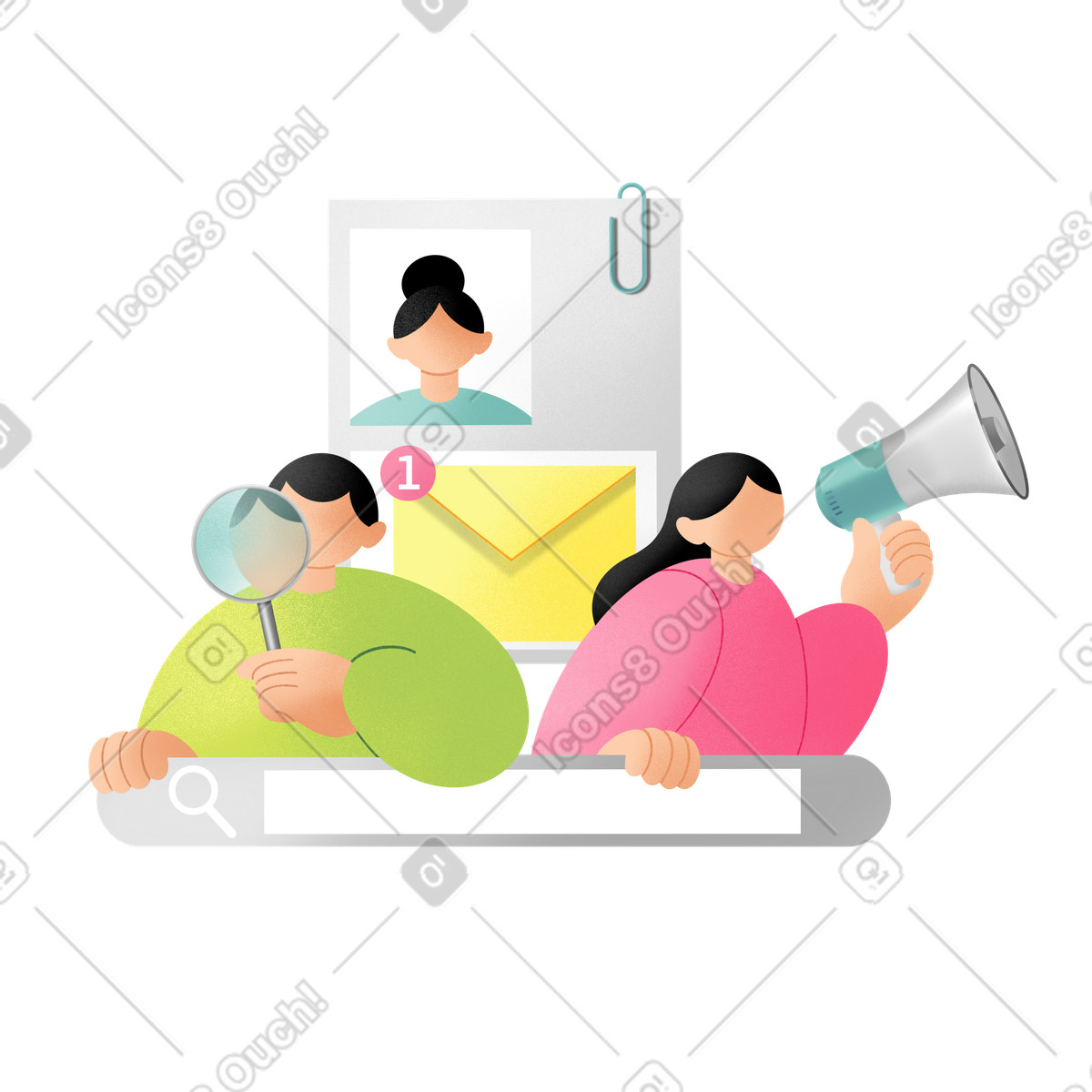 Ilustración Responsables de rrhh en busca del candidato perfecto estilo Joy a descargar PNG y SVG