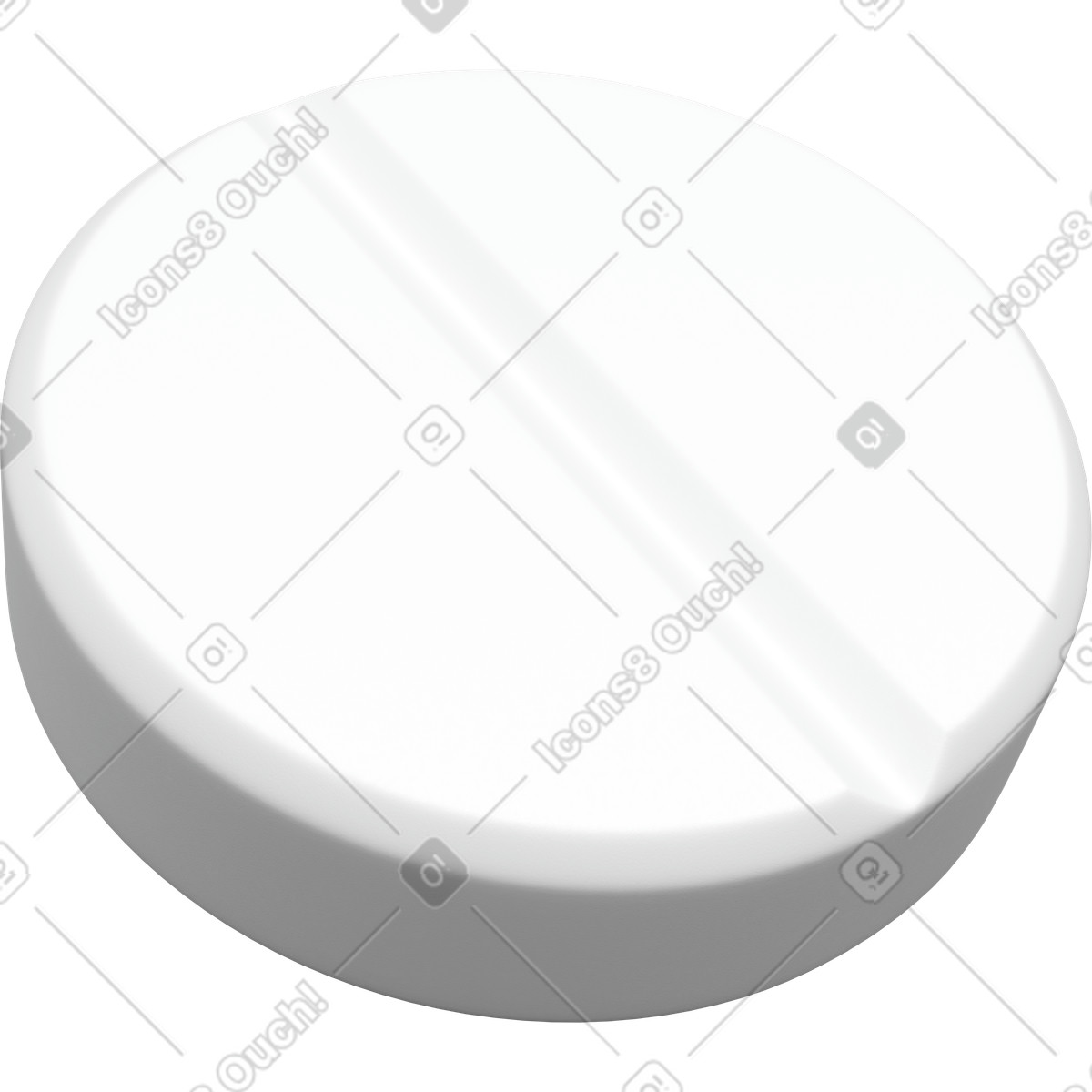 3D white round pill, pharmaceutical drug illustration in Enterprise style download in PNG, SVG