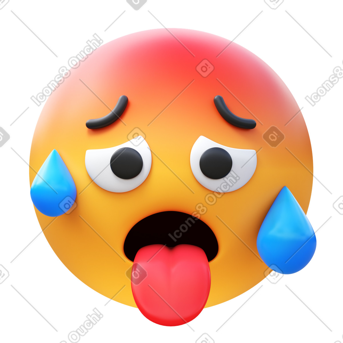 Hot face illustrazione in stile 3D Fluency scarica in PNG, SVG