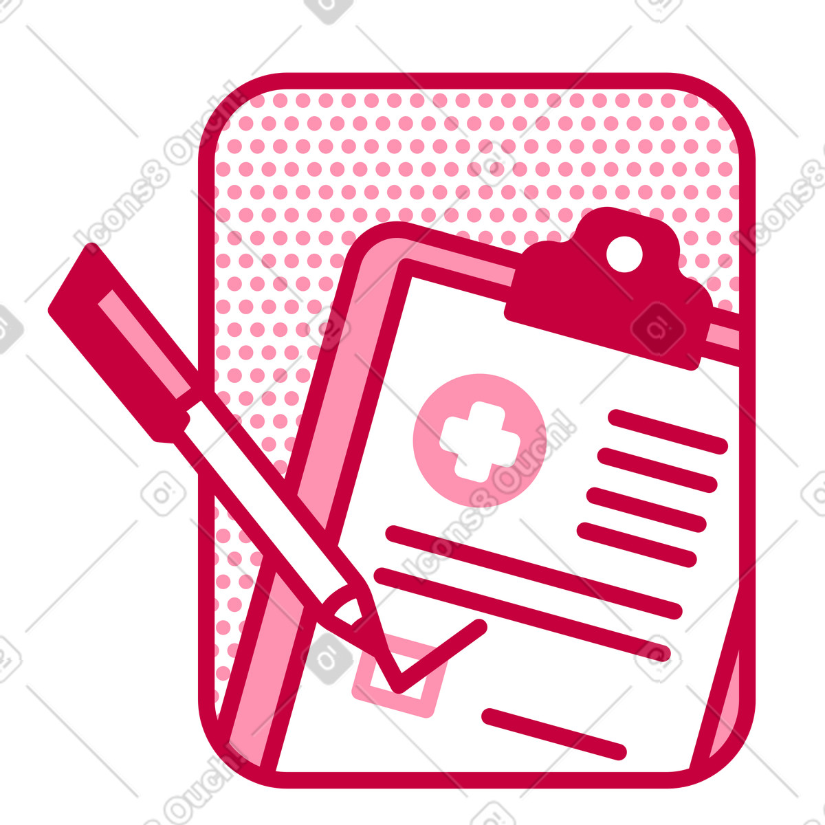 Signed health insurance contract on clipboard illustration in PNG, SVG