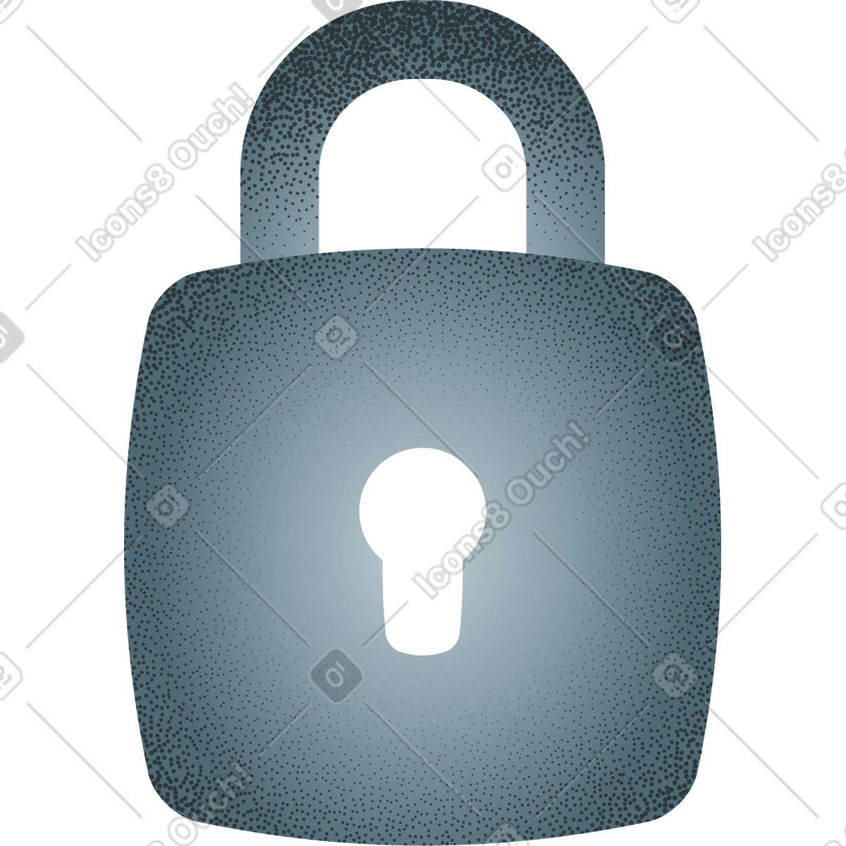 Grey padlock with grainy texture illustration in Grain style download in PNG, SVG