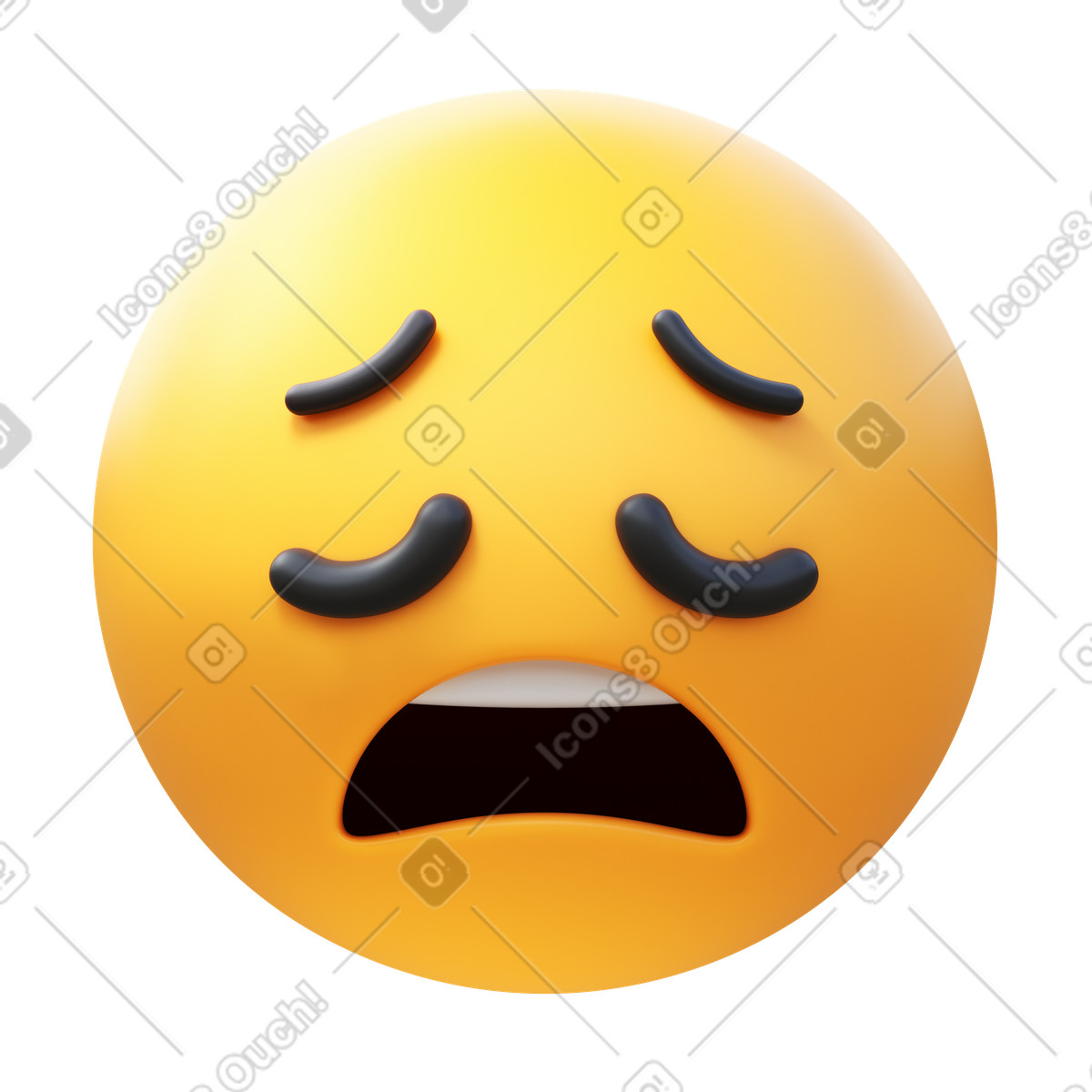 Weary face illustrazione in stile 3D Fluency scarica in PNG, SVG