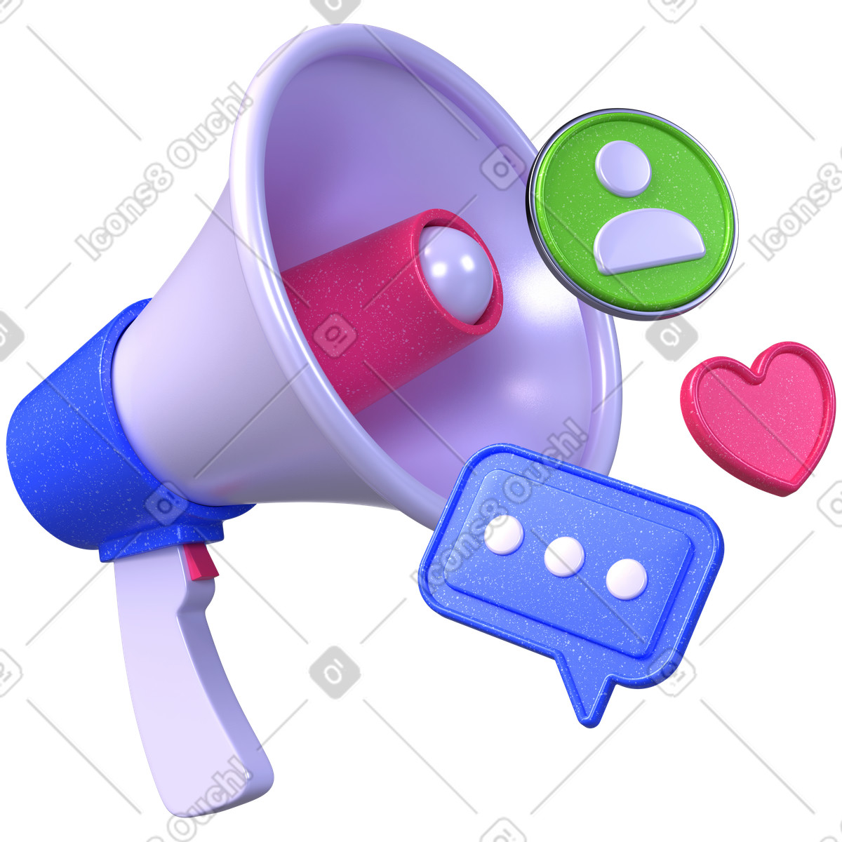 Contatto di marketing, coinvolgimento dei clienti, feedback sociale illustrazione in stile 3D Boost scarica in PNG, SVG