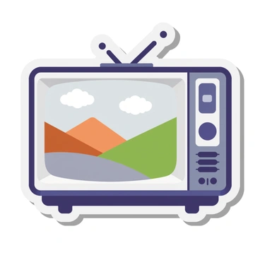 A retro television set displaying a gradient transition from "black-and-white" on the left side to "color" on the right side. The television is set against a simple background to emphasize the transition effect. The screen shows a stylized landscape that morphs from a monochrome scene into a vibrant, colorful scene.