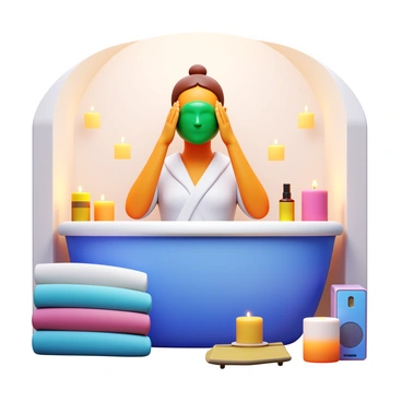 A person enjoying a self-care Sunday routine, with face masks, candles, and relaxing music.