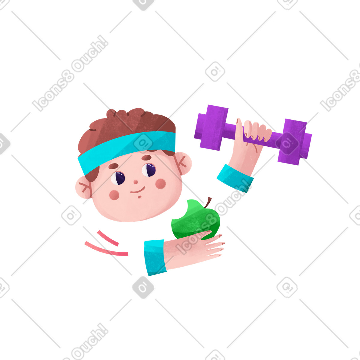 Иллюстрация Young boy leads a healthy lifestyle в стиле Bonbon — скачать в форматах PNG, SVG