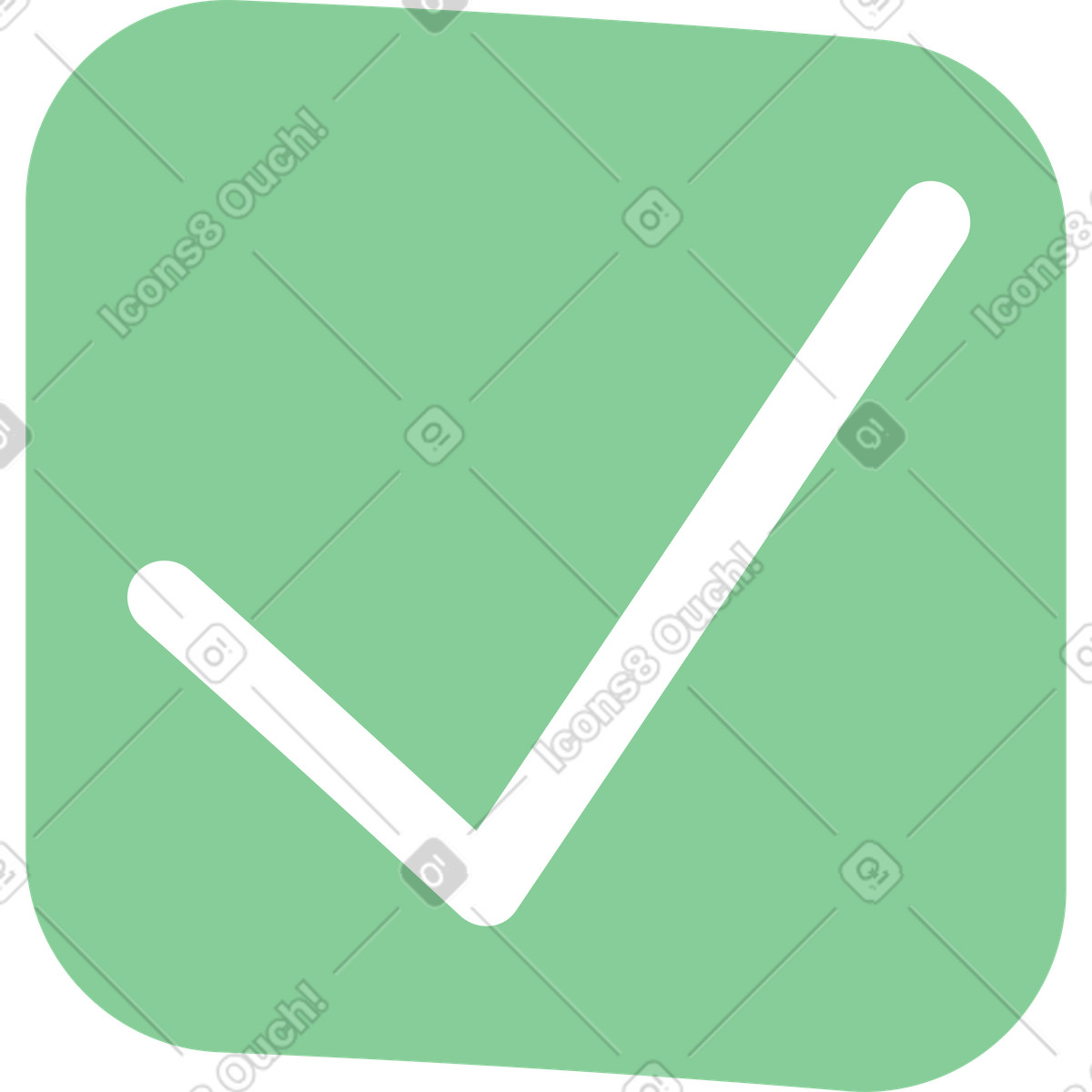 Curved green square icon with checkmark illustration in Florid style download in PNG, SVG