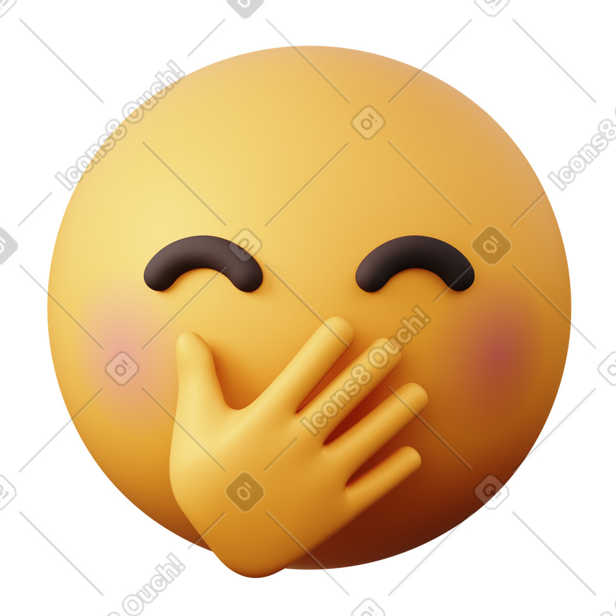 Face with Hand Over Mouth Emoji illustration in 3D Sugary style download in PNG, SVG