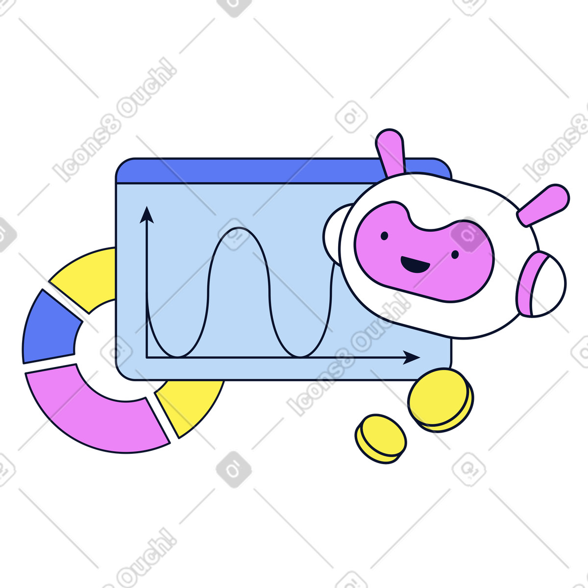 下载 Flexy 风格的 AI assistant helping with finances, Personal finance management 插画，支持 PNG、SVG 格式