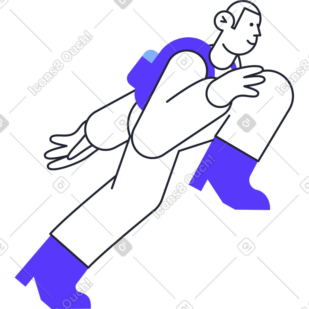 Uomo di fretta illustrazione animata in stile Pablita scaricabile in GIF, Lottie (JSON), AE