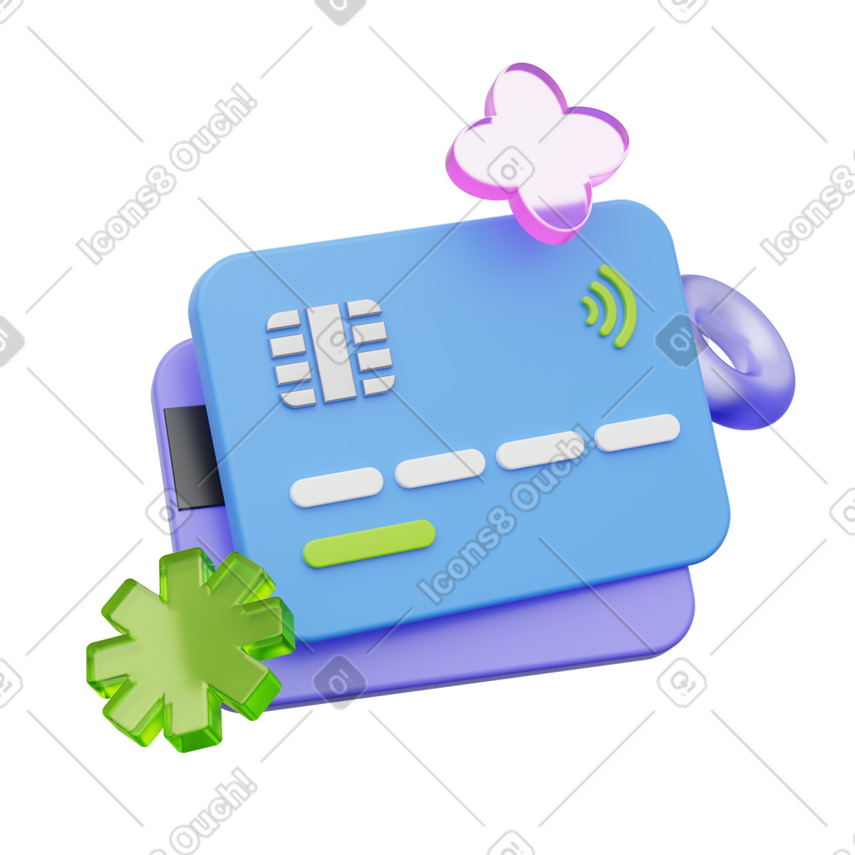 Bank cards with bonuses, rewards and loyalty program illustration in PNG, SVG