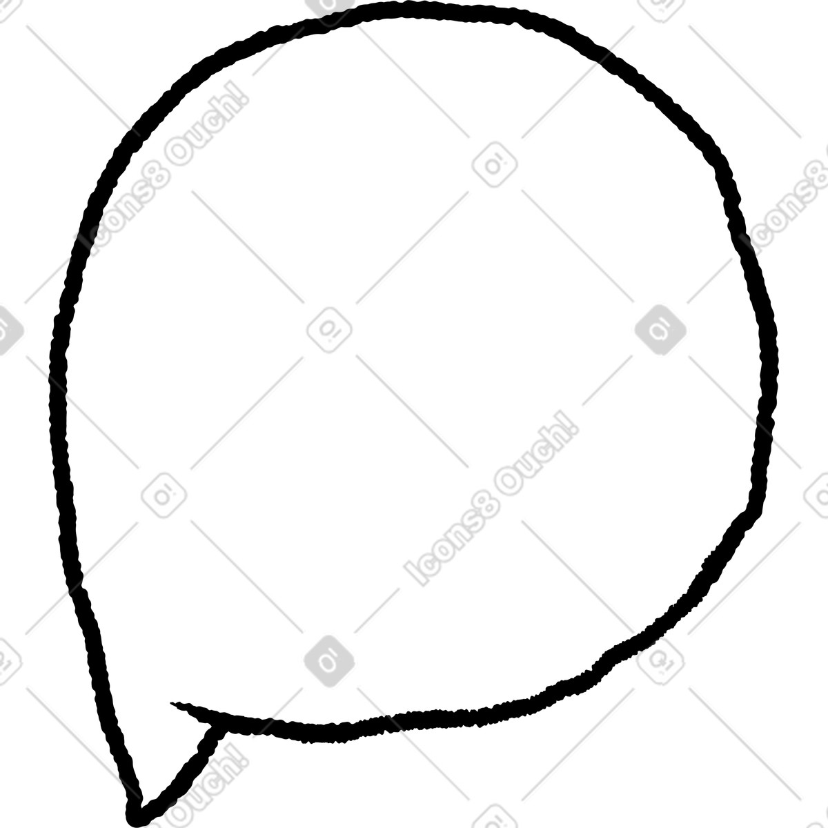Black Chalk スタイルの Speech bubble outline hand drawn doodle shape for text のイラストをPNG、SVG形式でダウンロード