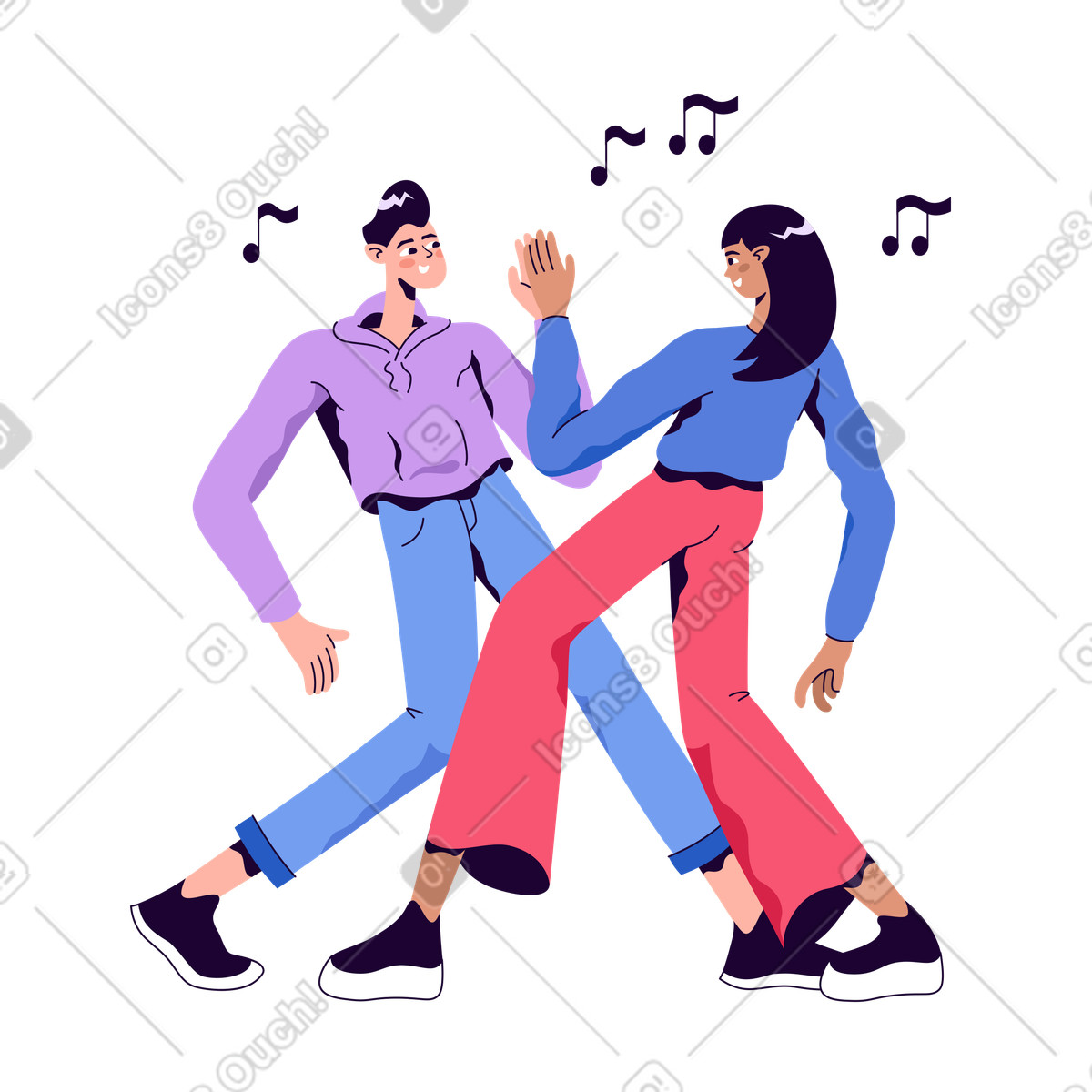 Martina 스타일의 Partners enjoying upbeat dance, Dance night or entertainment 일러스트레이션 PNG, SVG 다운로드