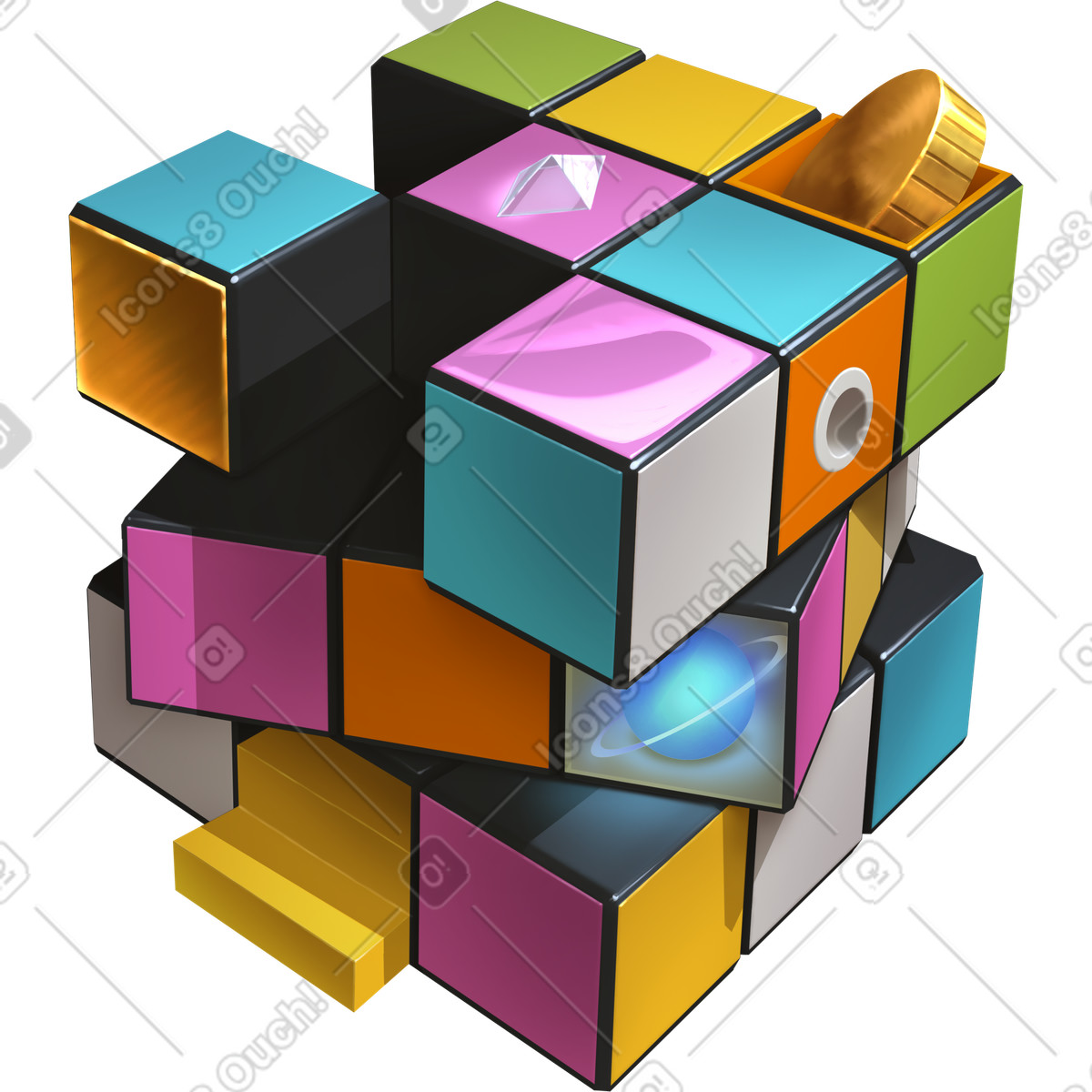 下载 Props 风格的 Rubik's cube 插画，支持 PNG、SVG 格式