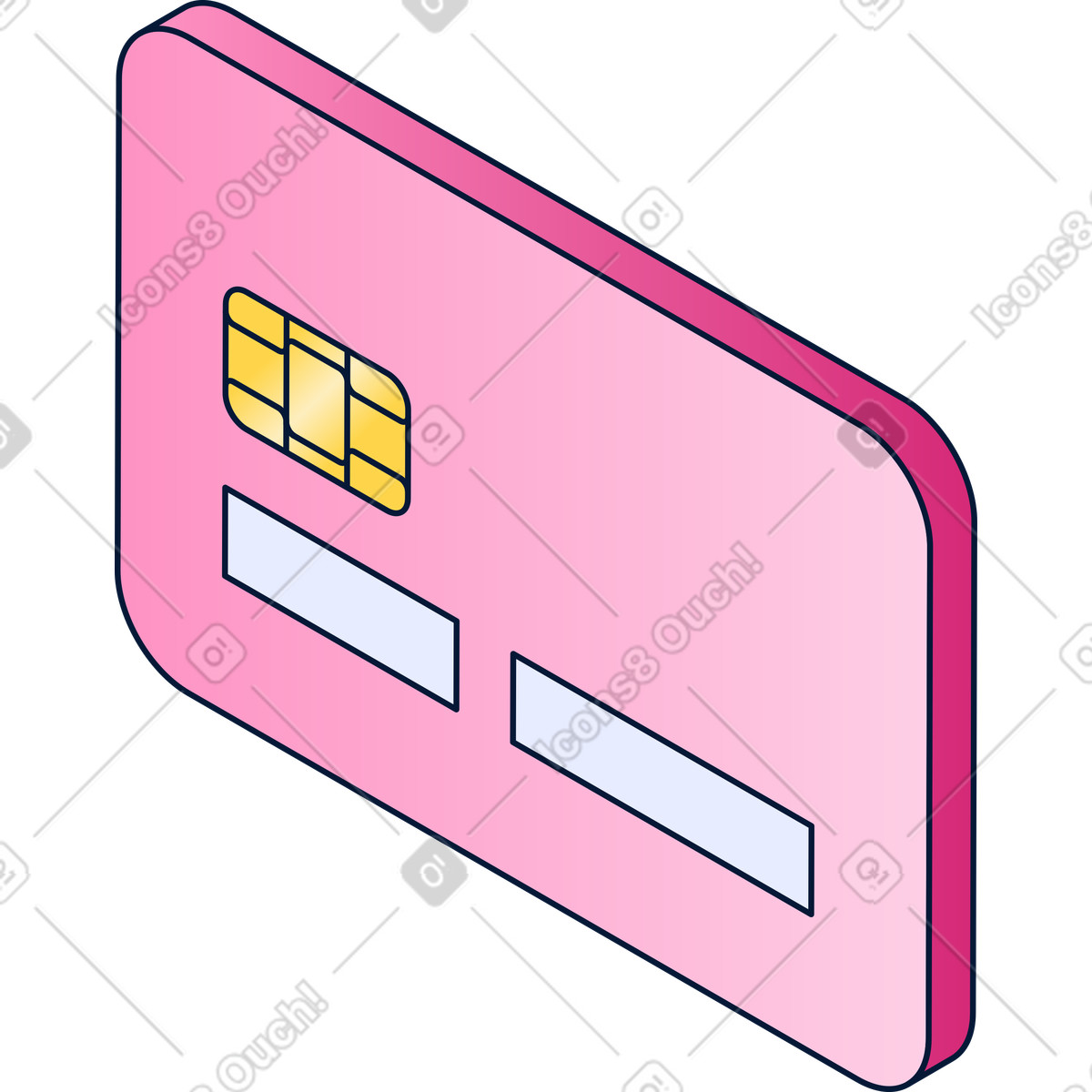 Illustration Isométrie de la carte bancaire en plastique rose dans le style Neat à télécharger aux formats PNG, SVG