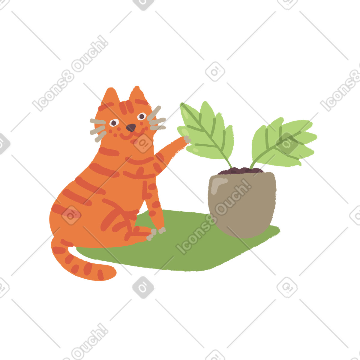Ilustração de Gato jardineiro em no estilo Ginger Cat para baixar em PNG, SVG