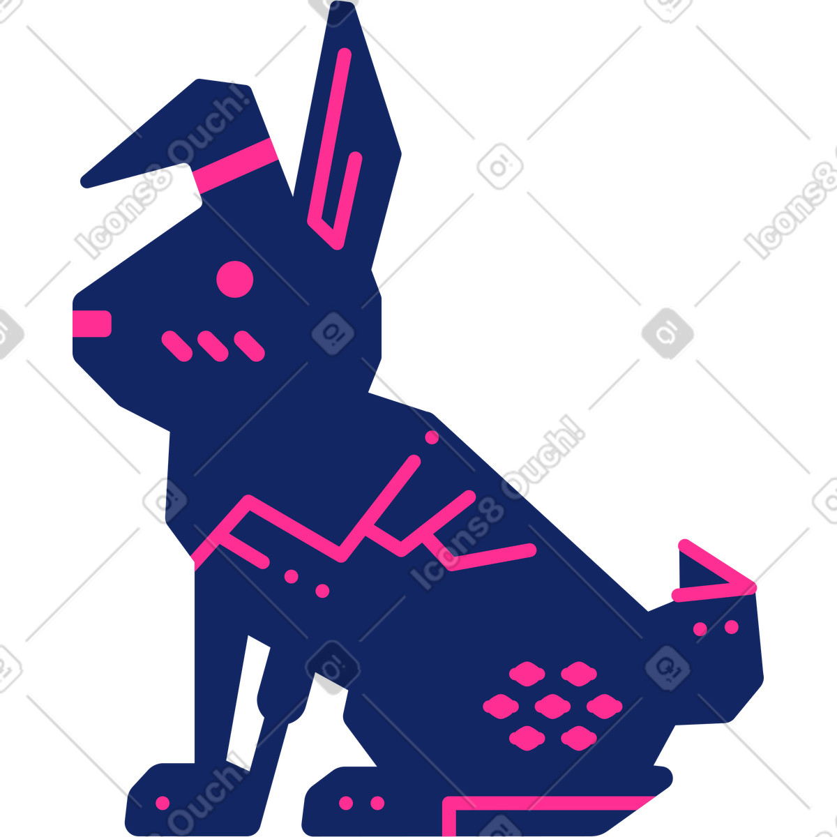 Rabbit illustration in Cyborg style download in PNG, SVG