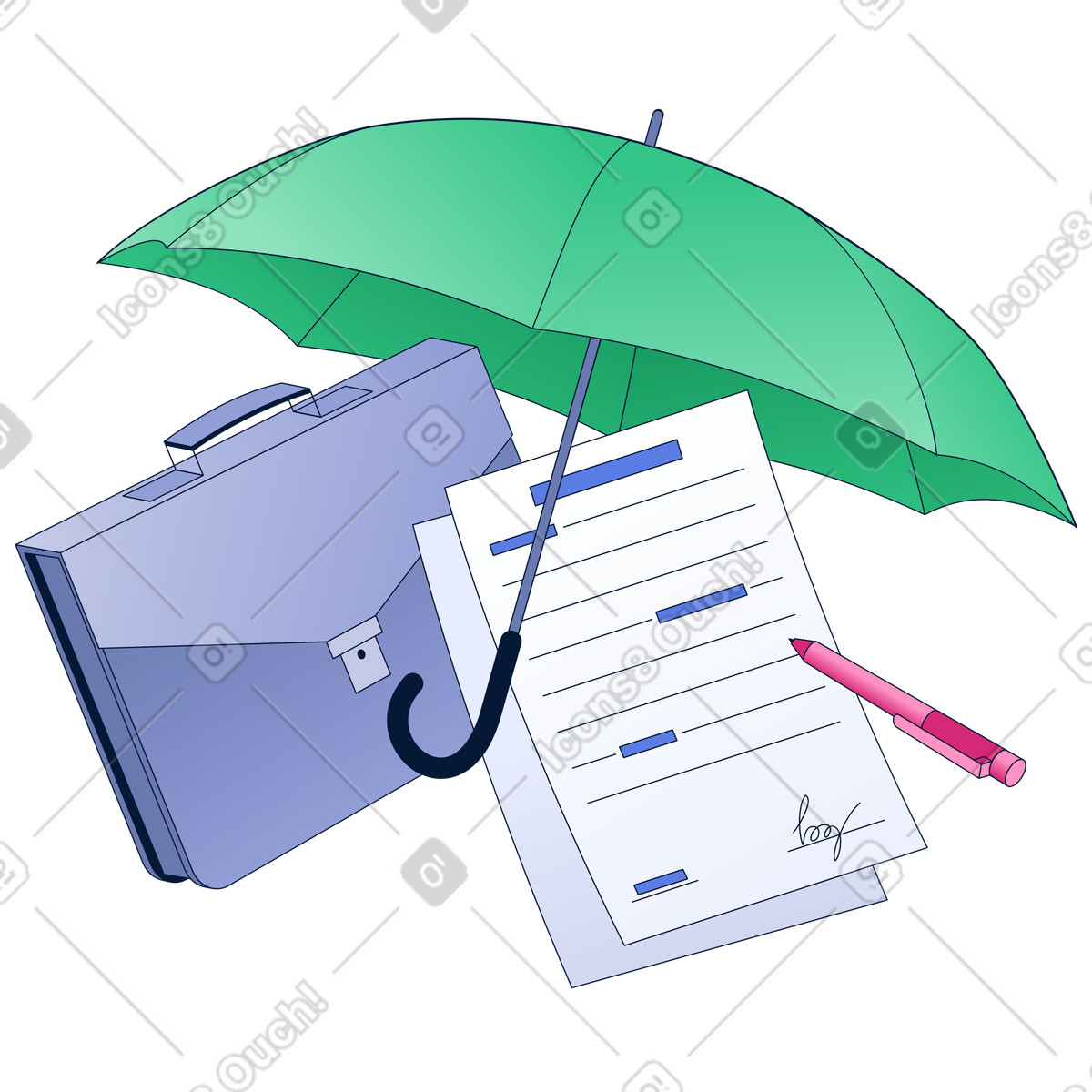 Insurance contract and financial safety illustration risk management clipart image in PNG SVG GIF