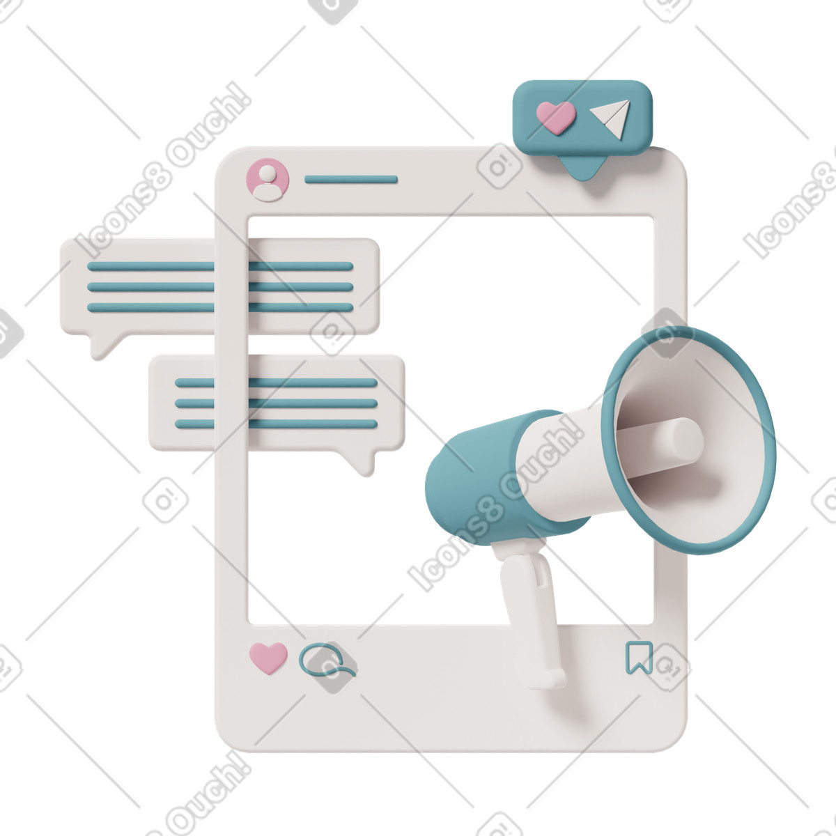 Promoting post on social media animated illustration in 3D Casual life style download in GIF, Lottie (JSON), AE