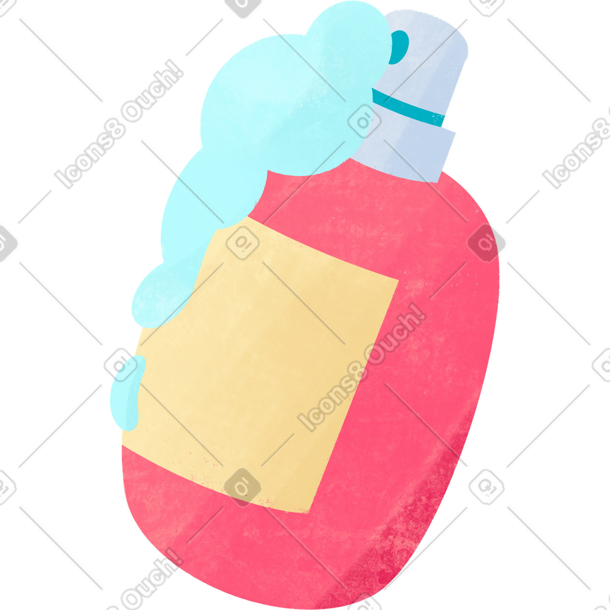 Bottle of shampoo with dispenser illustration in Bonbon style download in PNG, SVG