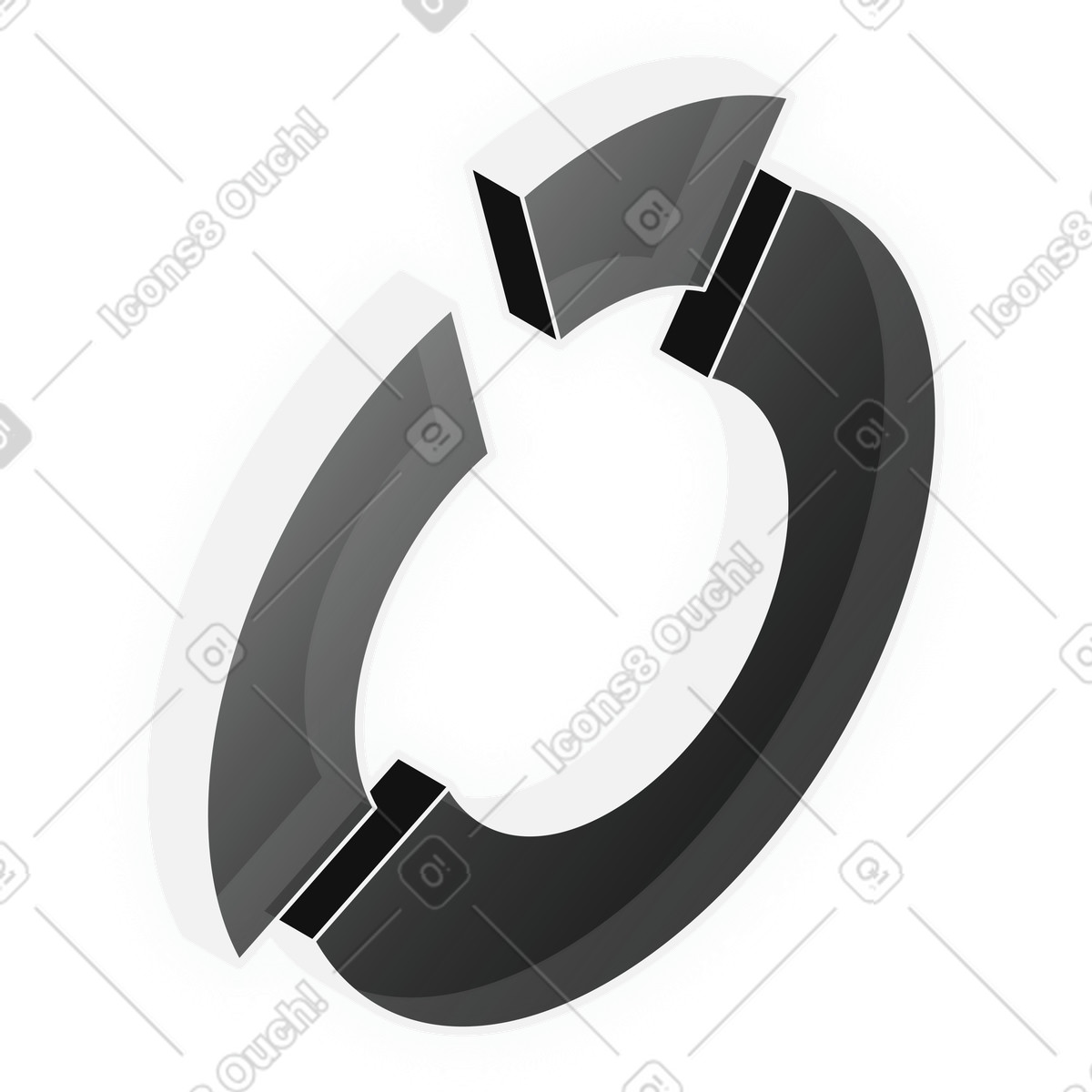 Inverse 스타일의 Segmented black donut chart diagram for business analytics 일러스트레이션 PNG, SVG 다운로드