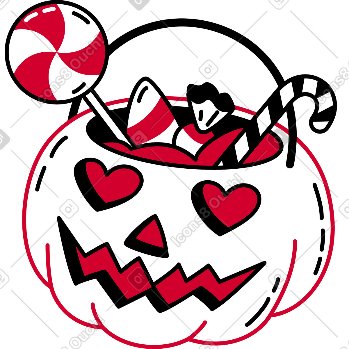 Ilustración Calabaza con dulces en estilo Ruby a descargar en PNG y SVG
