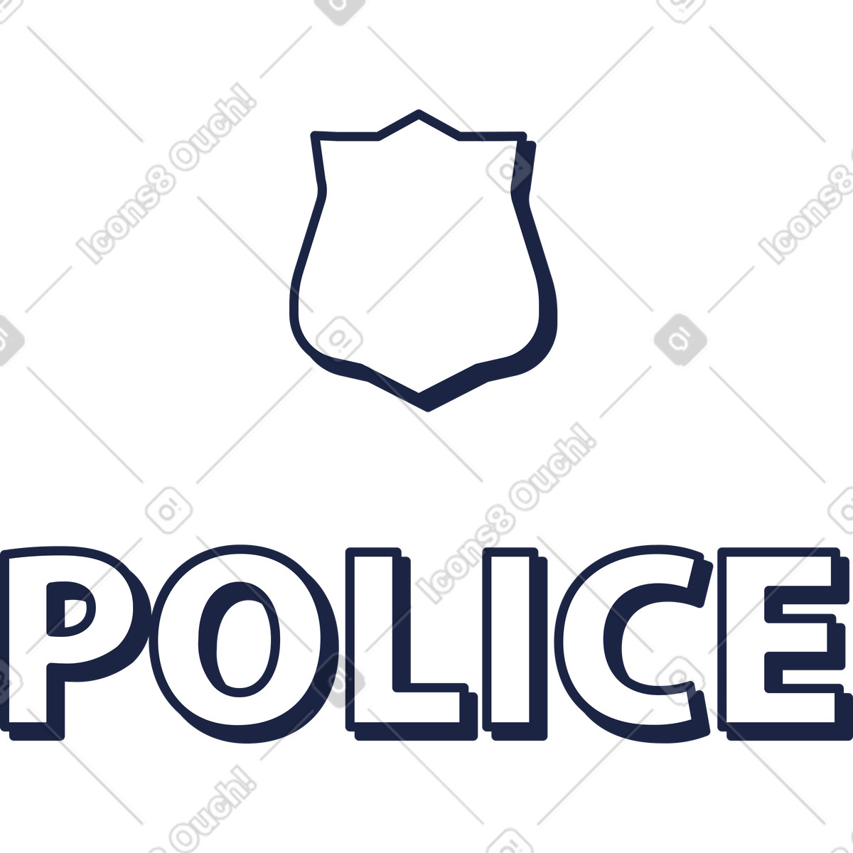 Police sign illustration in Urban Line style download in PNG, SVG