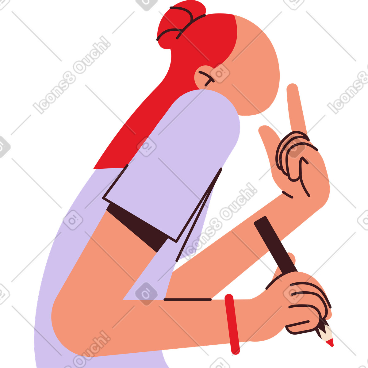 Folks スタイルの 女の子の書き込みと不思議 のイラストをPNG、SVG形式でダウンロード