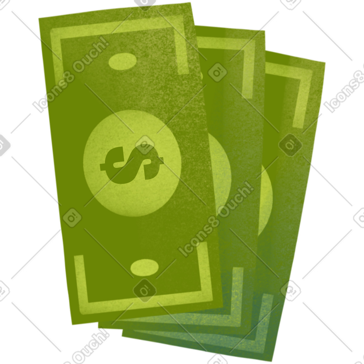 Three banknotes illustration in Shine style download in PNG, SVG