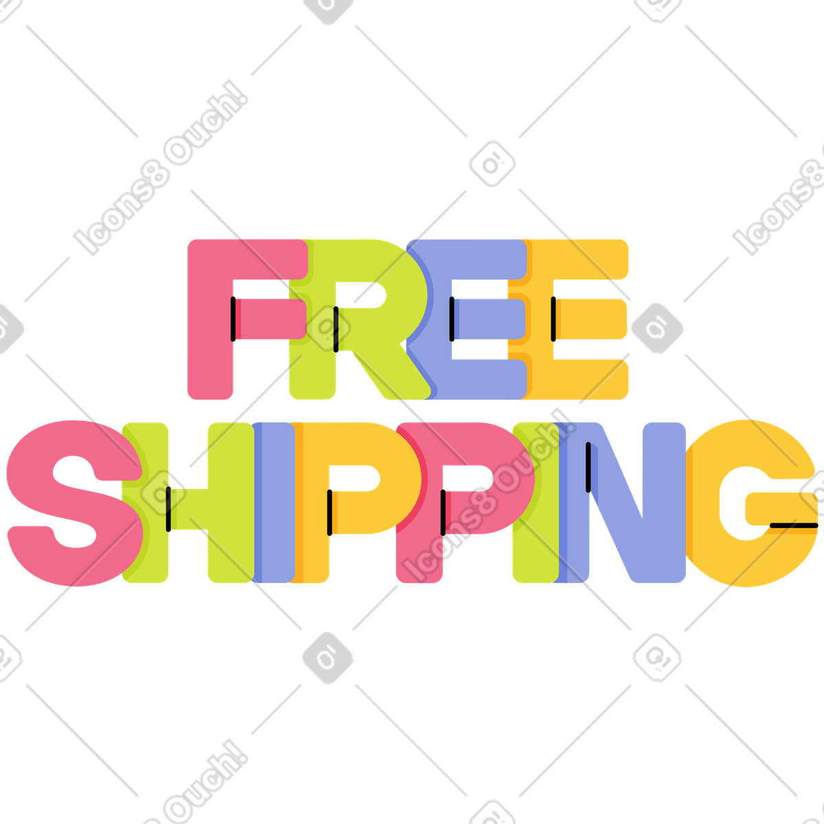Ilustración Texto de envío gratis letras en estilo Juicy a descargar en PNG y SVG