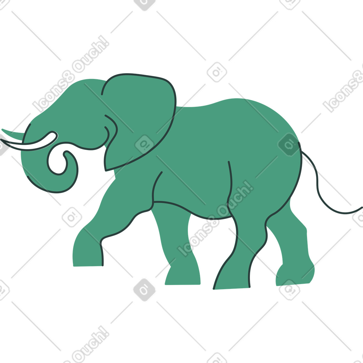 Elefant-Illustration im Macaroni-Stil als Download in PNG, SVG
