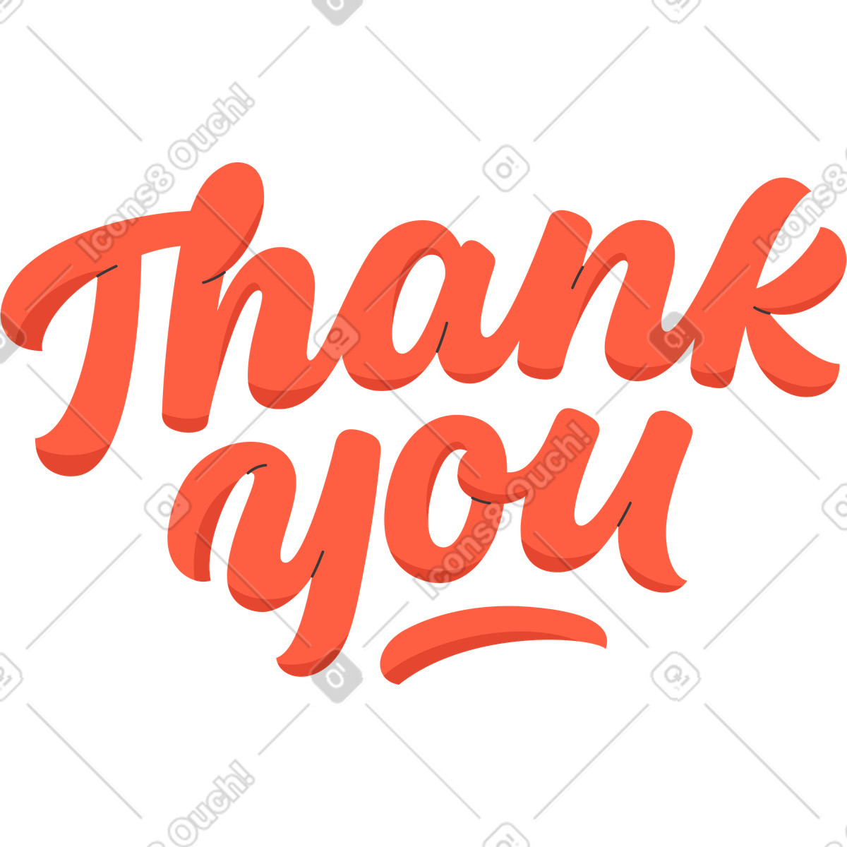 Illustration Lettering thank you dans le style Dizzy à télécharger aux formats PNG, SVG