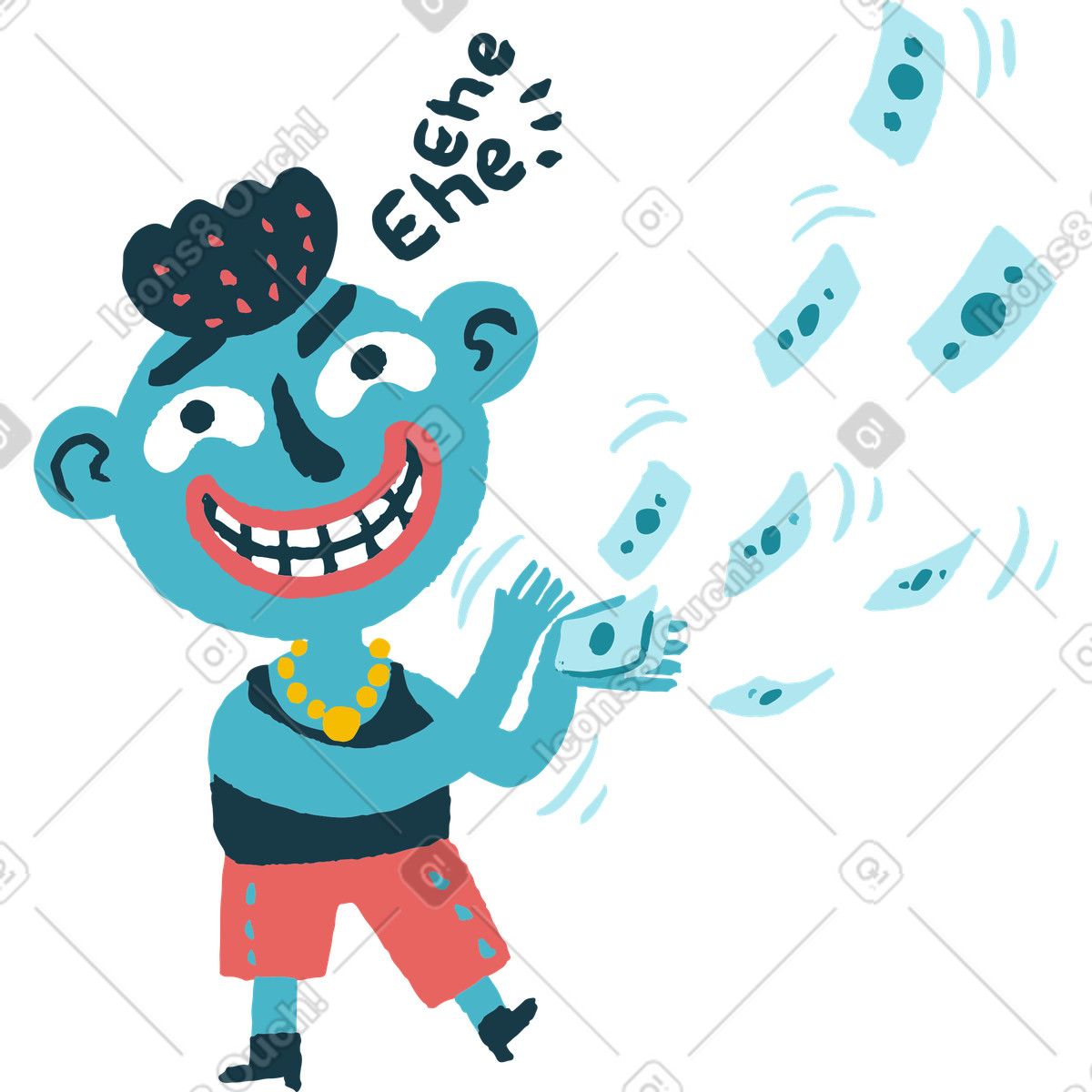 Man with banknotes illustration in Flamenco style download in PNG, SVG
