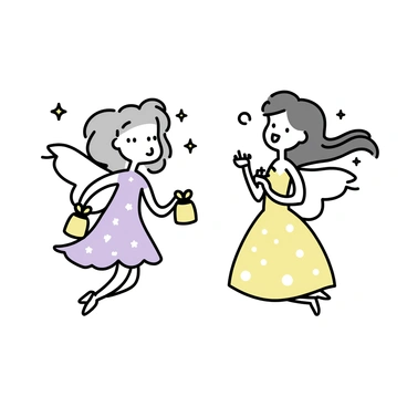 Two twin tooth fairies are flying delicately in the air. The first fairy is wearing a shimmering silver dress adorned with tiny sparkling stars, her wings glistening like frost. The second fairy is dressed in a radiant gold gown, embellished with intricate patterns that catch the light. Both fairies have long flowing hair, one with silver strands and the other with golden locks. They hold small, glittering pouches filled with coins, exchanging excited glances as they spread joy.