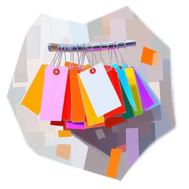 A mosaic artwork created from an array of colorful price tags, each with different hues and designs. The price tags are arranged in a way that they form a beautiful, intricate pattern. The tags vary in size and shape, contributing to the overall texture of the mosaic. The composition is vibrant, with bright reds, blues, yellows, greens, and purples coming together to create a harmonious design. The background is neutral, allowing the vivid colors of the price tags to stand out prominently.