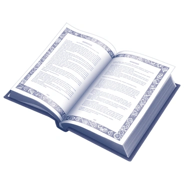An educational book is displayed open, revealing its pages filled with intricate cultural patterns and motifs along the margins. These designs feature geometric shapes and traditional symbols, showcasing a variety of cultural influences. The patterns are detailed and meticulously drawn, enhancing the borders of the pages. The text within the book includes academic content, with clear headings and subheadings complementing the decorative elements. The overall composition highlights the fusion of educational material with rich cultural artistry.