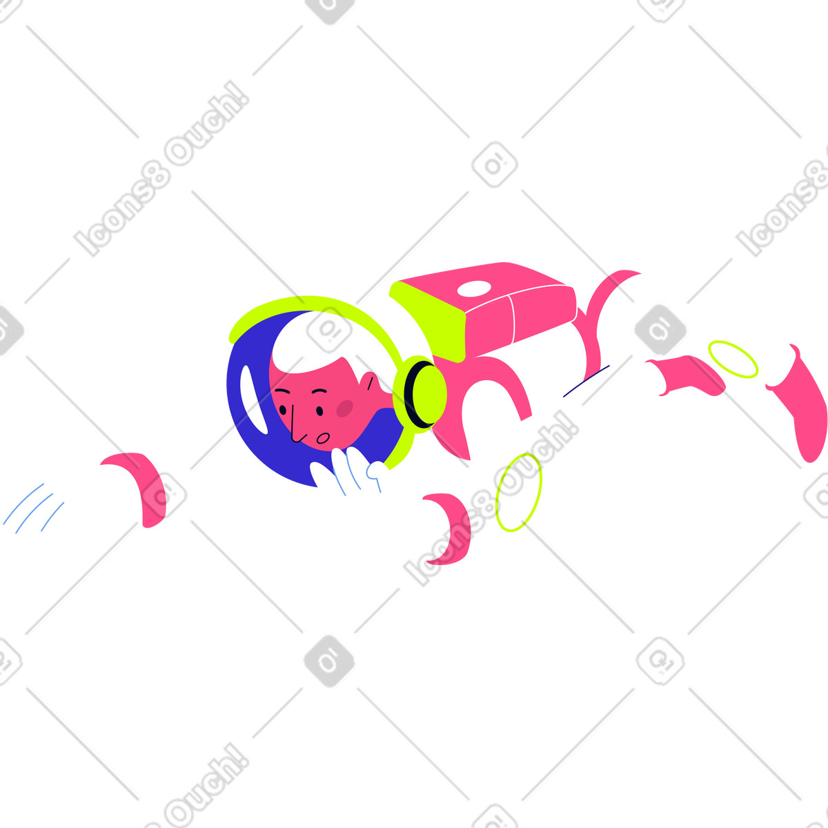 Flying astronaut illustration in Space style download in PNG, SVG