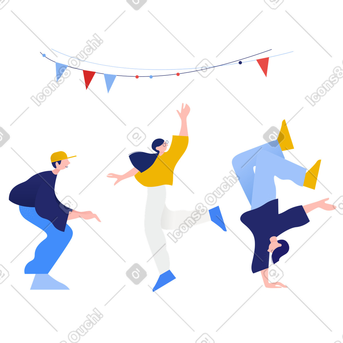 Let's party illustration in Clip style download in PNG, SVG