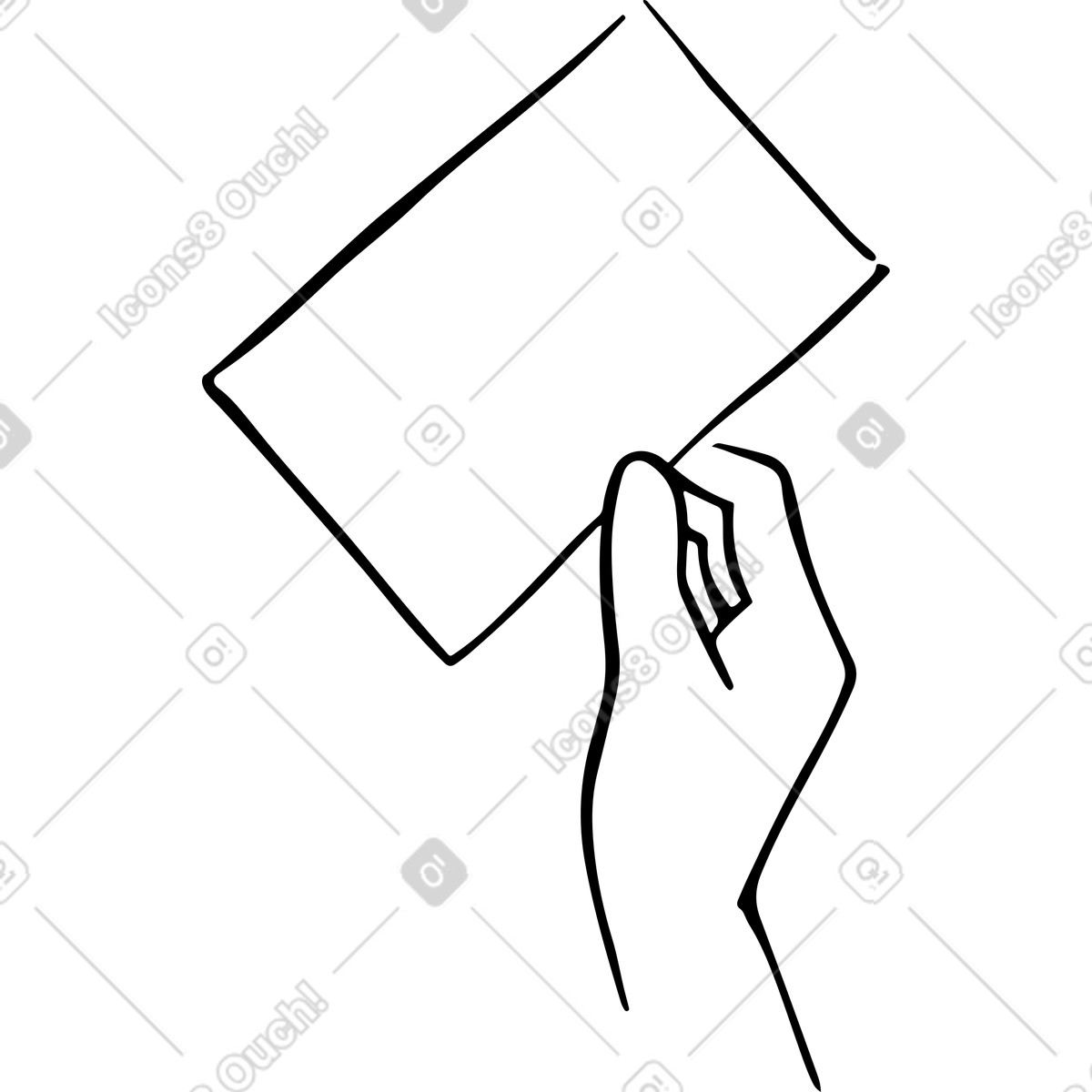 Hand hält ein blatt papier-Illustration im Line-Stil als Download in PNG, SVG