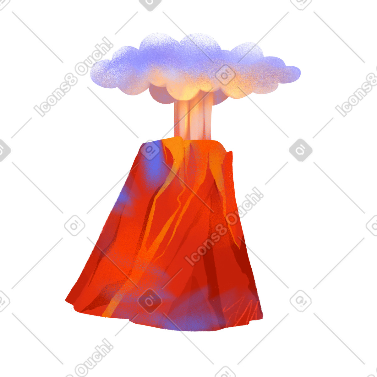 Иллюстрация Красный вулкан с дымом в PNG и SVG